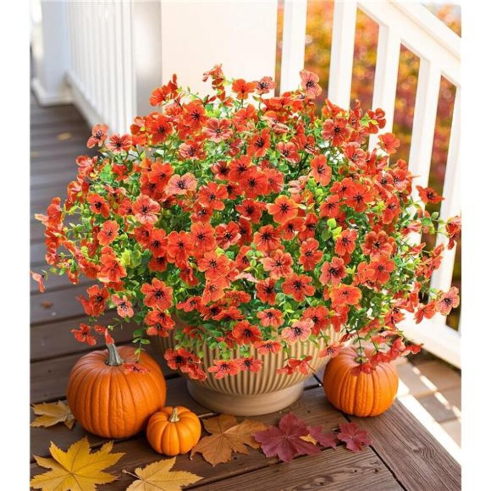 Artificial Fall Flowers Faux Mums for Outdoor Indoor Garden Home Decoration, 12